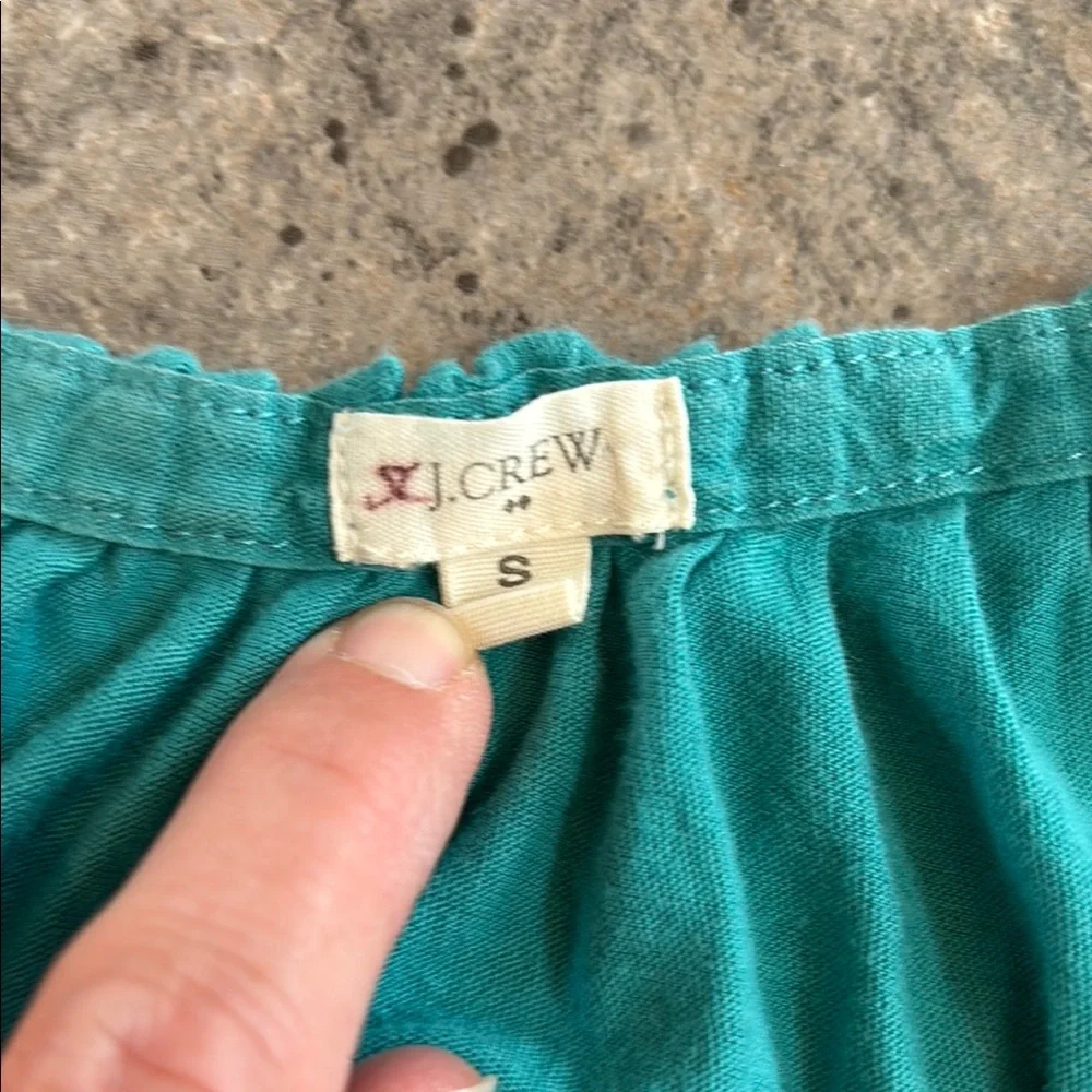 J. Crew Women’s Teal Blue Short Sleeve Shirt, Flutter Sleeve, Buttons, Size S - Picture 3 of 17